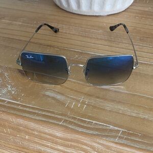 Ray-Ban Silver Frame Sunglasses with Blue Gradient Lenses